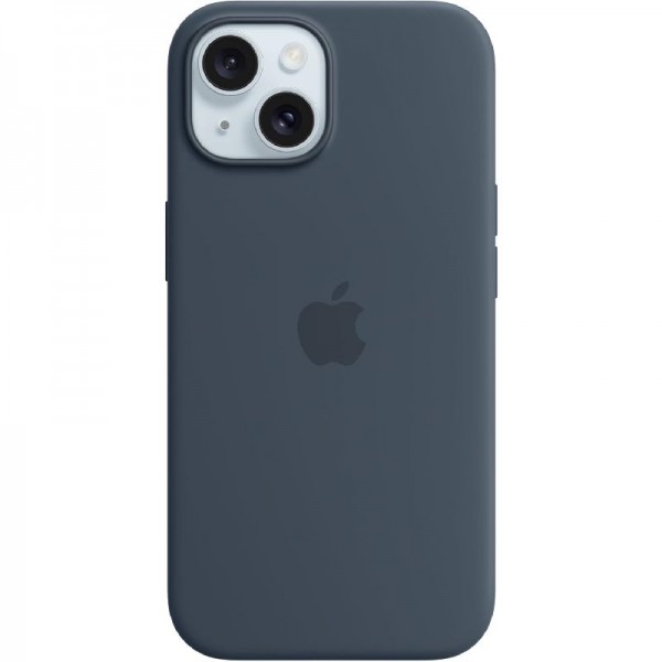 Original Apple iPhone 15 Silikon Case mit MagSafe Sturmblau