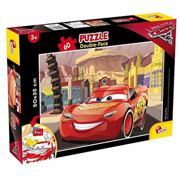 Lisciani Cars 3 Double Face 2-in-1 Puzzle &amp; Malspaß, 60 Teile 60771, NEU&amp;OVP
