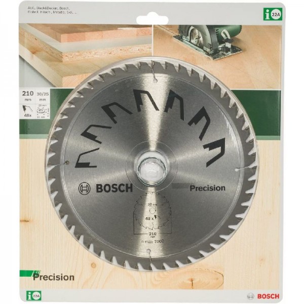 Bosch 2609256B58 DIY Kreissägeblatt Precision 210 x 30/25 x 2.5mm 48 Zähne