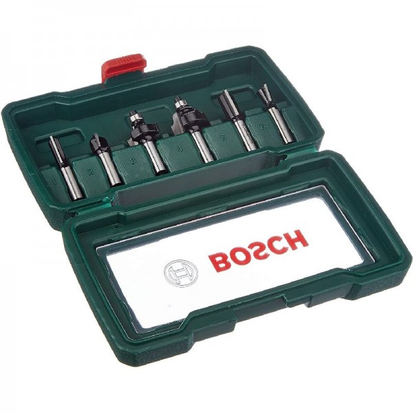 Bosch 6tlg. Hartmetall Fräser Set (für Holz, Ø-Schaft 8 mm, Zubehör Oberfräse)