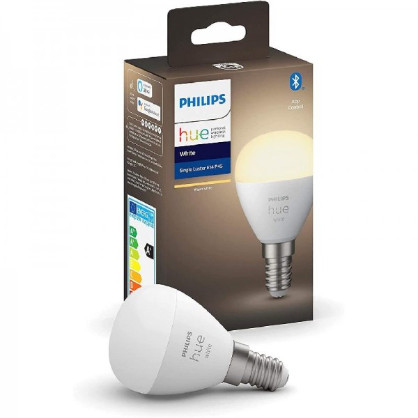 Philips Hue Weiße Smart-Glühbirne Lustre [E14 kleine Edison-Schraube]