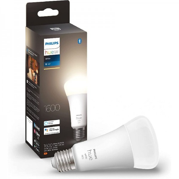 Philips Hue White E27 LED Einzelpack, hoher Lichtouput (1600lm) warmweißes Licht