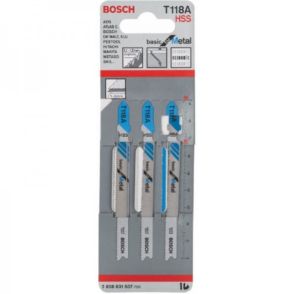 Bosch Professional 2608631507 Stichsägeblatt für Metal T118 A, 3er-Pack