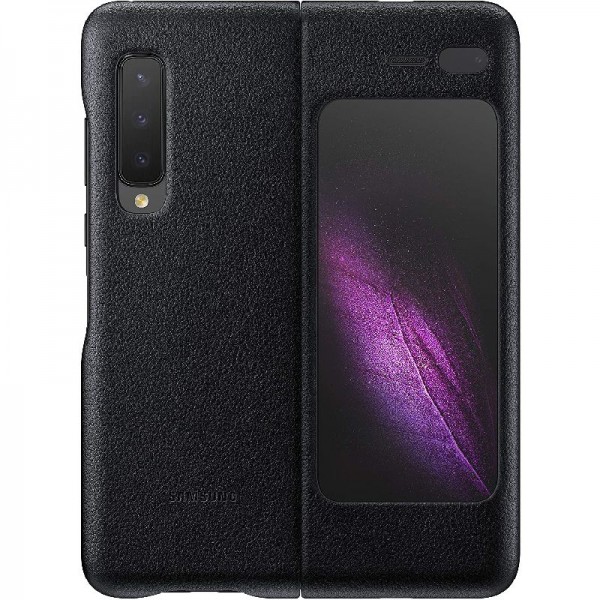 Original Samsung Leather Cover EF-VF907 für Galaxy Fold 5G, Schwarz