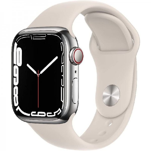 Apple Watch Series 7 (GPS + Cellular, 41mm) Smartwatch, MKHW3FDA Silber
