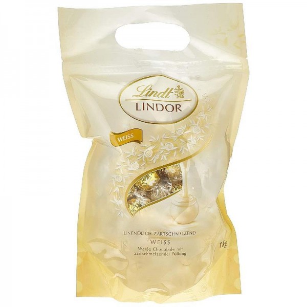Lindt Lindor Beutel Weiß 600g, gefüllt mit Lindor Kugeln aus weißer Lindt Chocolade