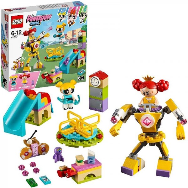 LEGO 41287 Powerpuff Girls Playground Showdown Bubbles, Princess Morbucks Minifiguren und Mech Suit