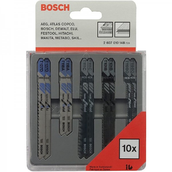 Bosch Professional Zubehör 2607010148 10tlg. Stichsägeblatt-Set Holz und Metall