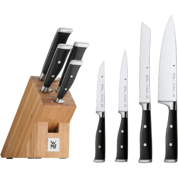 WMF Grand Class Messerblock mit Messerset 5teilig, Bambus-Block