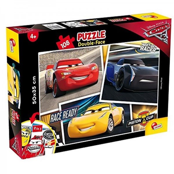 Lisciani Cars 3 Double Face 2-in-1 Puzzle &amp; Malspaß 108 Teile 60740, NEU&amp;OVP
