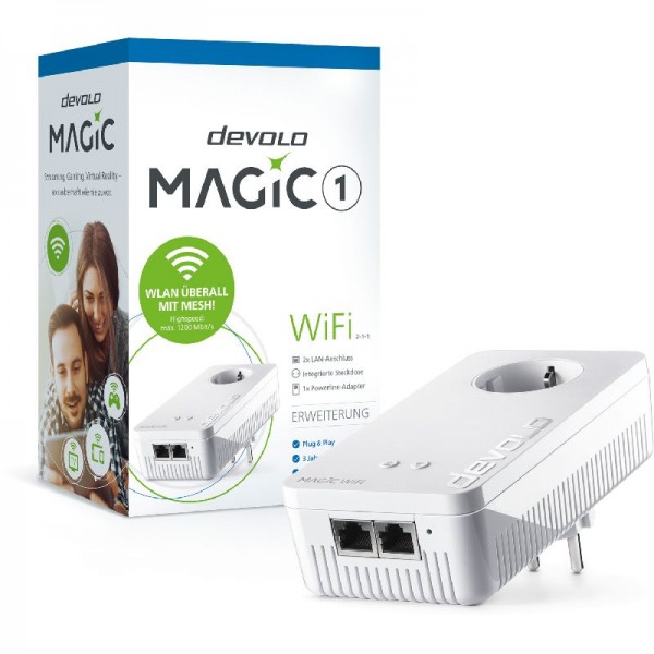 Devolo Magic 1 WiFi Powerline WLAN Erweiterungsadapter, WLAN 1200 MBit/s