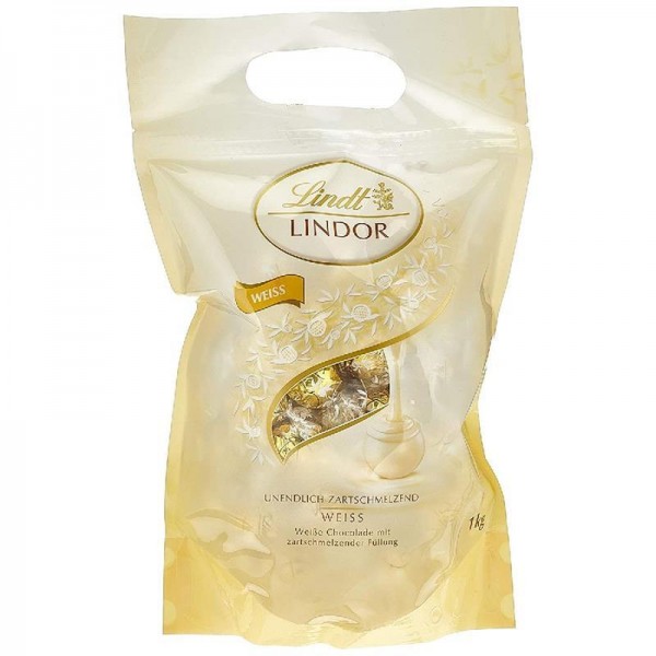 Lindt Lindor Beutel Weiß 1 kg, gefüllt mit Lindor Kugeln aus weißer Lindt Chocolade