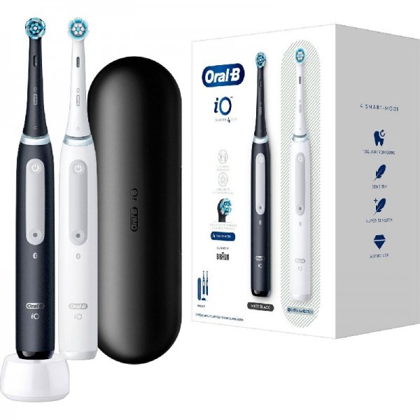 Oral-B iO Series 4 Elektrische Zahnbürste Duo Matt Black / Quite White