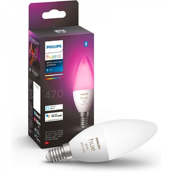 Philips Hue White &amp; Color Ambiance E14 LED Lampe Einzelpack, dimmbar