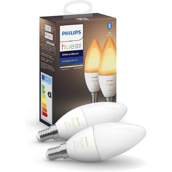 Philips Hue White Ambiance E14 LED Lampe Doppelpack [Energieklasse G]